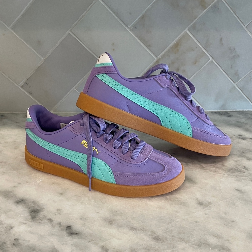 Puma Lavender & Mint Suede Low-Top Sneakers